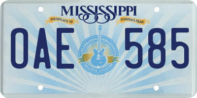 MS license plate OAE585