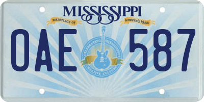 MS license plate OAE587