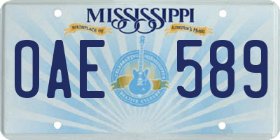MS license plate OAE589
