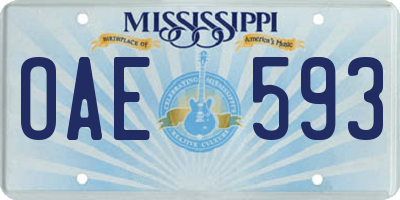 MS license plate OAE593