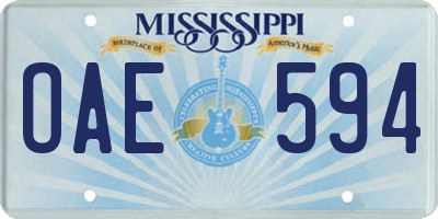 MS license plate OAE594