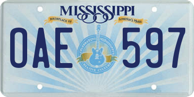 MS license plate OAE597