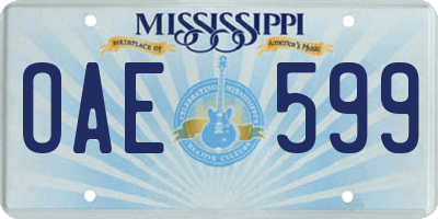MS license plate OAE599