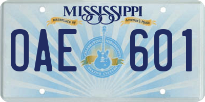 MS license plate OAE601
