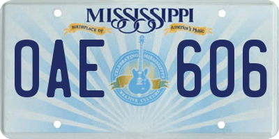 MS license plate OAE606