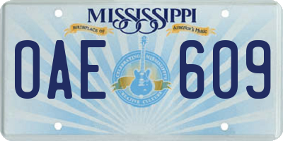 MS license plate OAE609