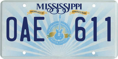 MS license plate OAE611