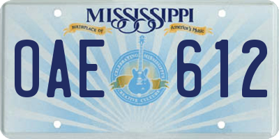 MS license plate OAE612