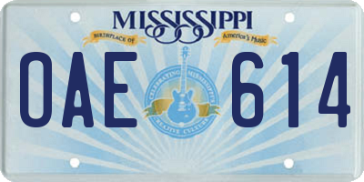 MS license plate OAE614