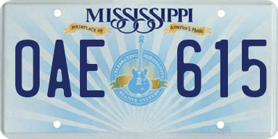 MS license plate OAE615