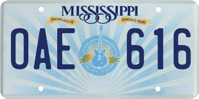 MS license plate OAE616
