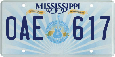 MS license plate OAE617