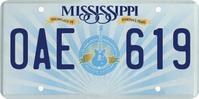 MS license plate OAE619