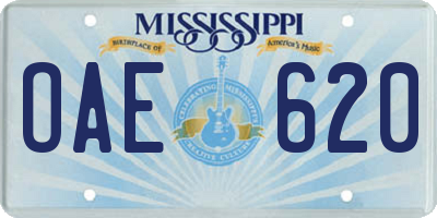 MS license plate OAE620