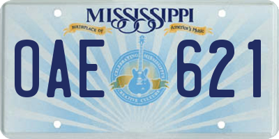 MS license plate OAE621