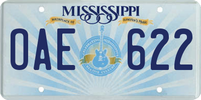 MS license plate OAE622