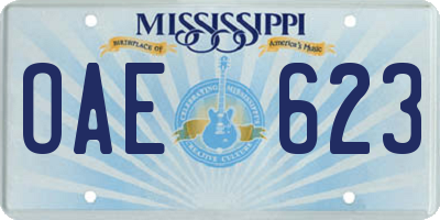 MS license plate OAE623