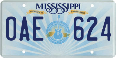 MS license plate OAE624