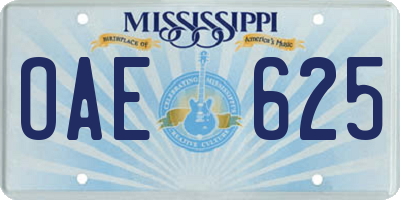 MS license plate OAE625