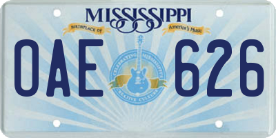 MS license plate OAE626