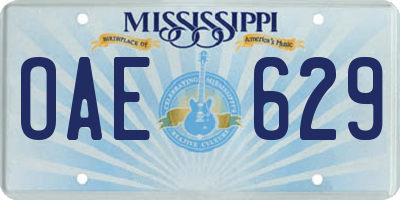 MS license plate OAE629