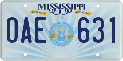 MS license plate OAE631