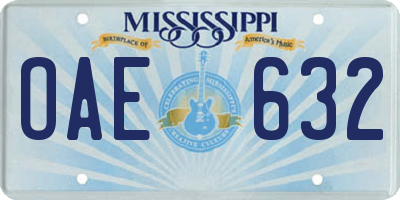 MS license plate OAE632