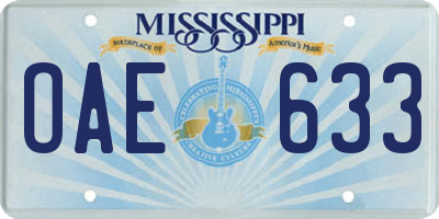 MS license plate OAE633