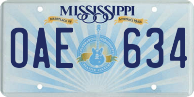 MS license plate OAE634