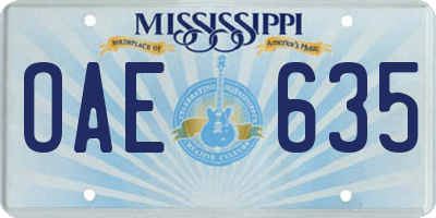 MS license plate OAE635