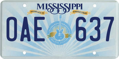 MS license plate OAE637