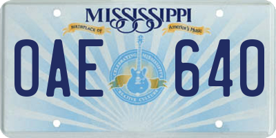 MS license plate OAE640