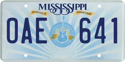 MS license plate OAE641