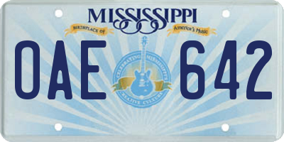 MS license plate OAE642