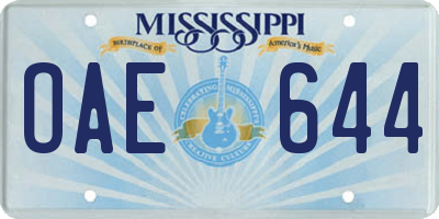 MS license plate OAE644