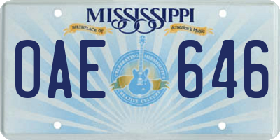 MS license plate OAE646