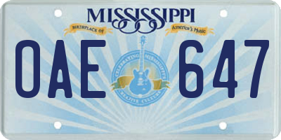 MS license plate OAE647