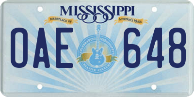 MS license plate OAE648
