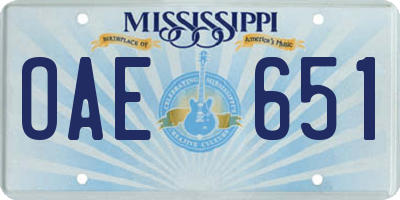 MS license plate OAE651