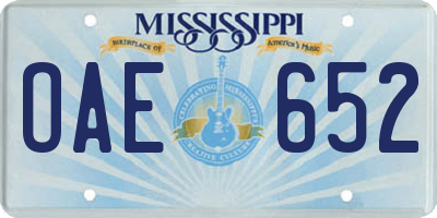 MS license plate OAE652
