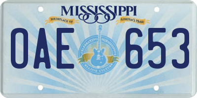 MS license plate OAE653