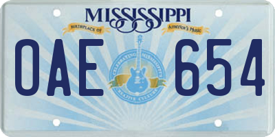 MS license plate OAE654