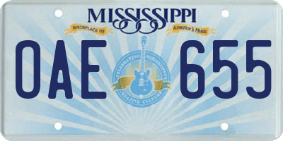 MS license plate OAE655
