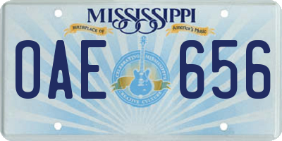 MS license plate OAE656