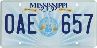 MS license plate OAE657