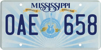 MS license plate OAE658