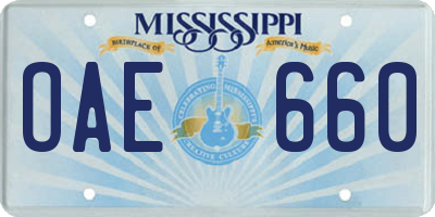 MS license plate OAE660