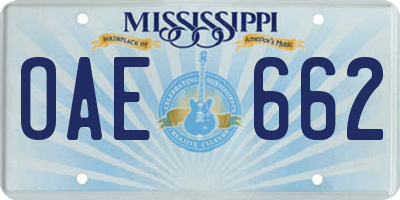 MS license plate OAE662