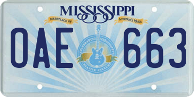 MS license plate OAE663