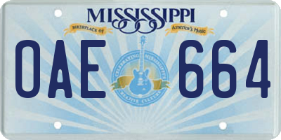MS license plate OAE664
